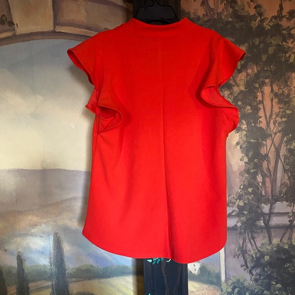 Flutter sleeve red blouse - Picture 3 of 6